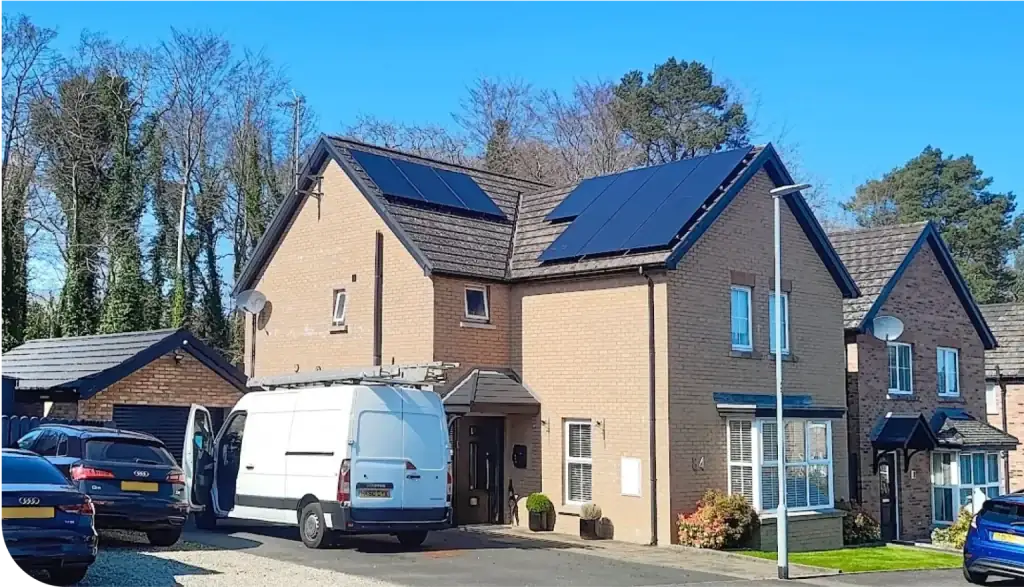 Solar panels installed on a detached home in Northern Ireland